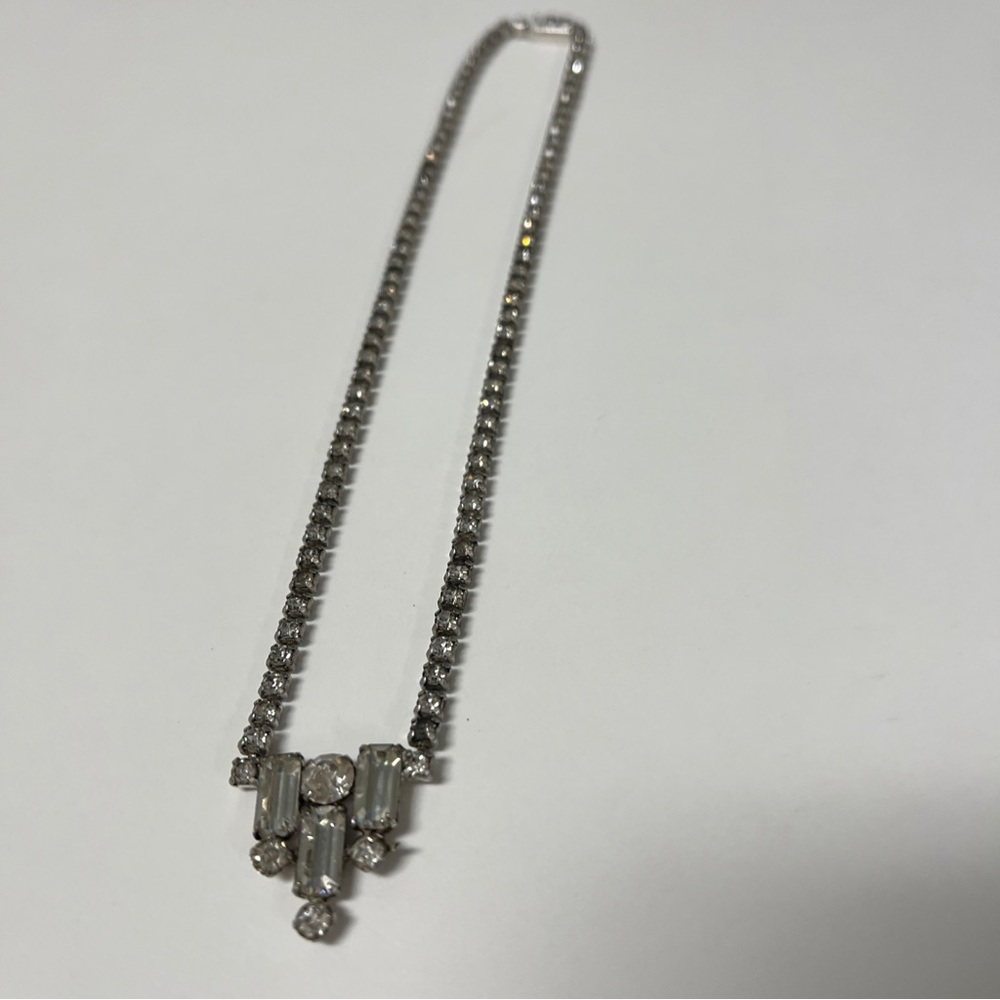 Vintage Rhinestone Art Deco Style Riviere Necklace.